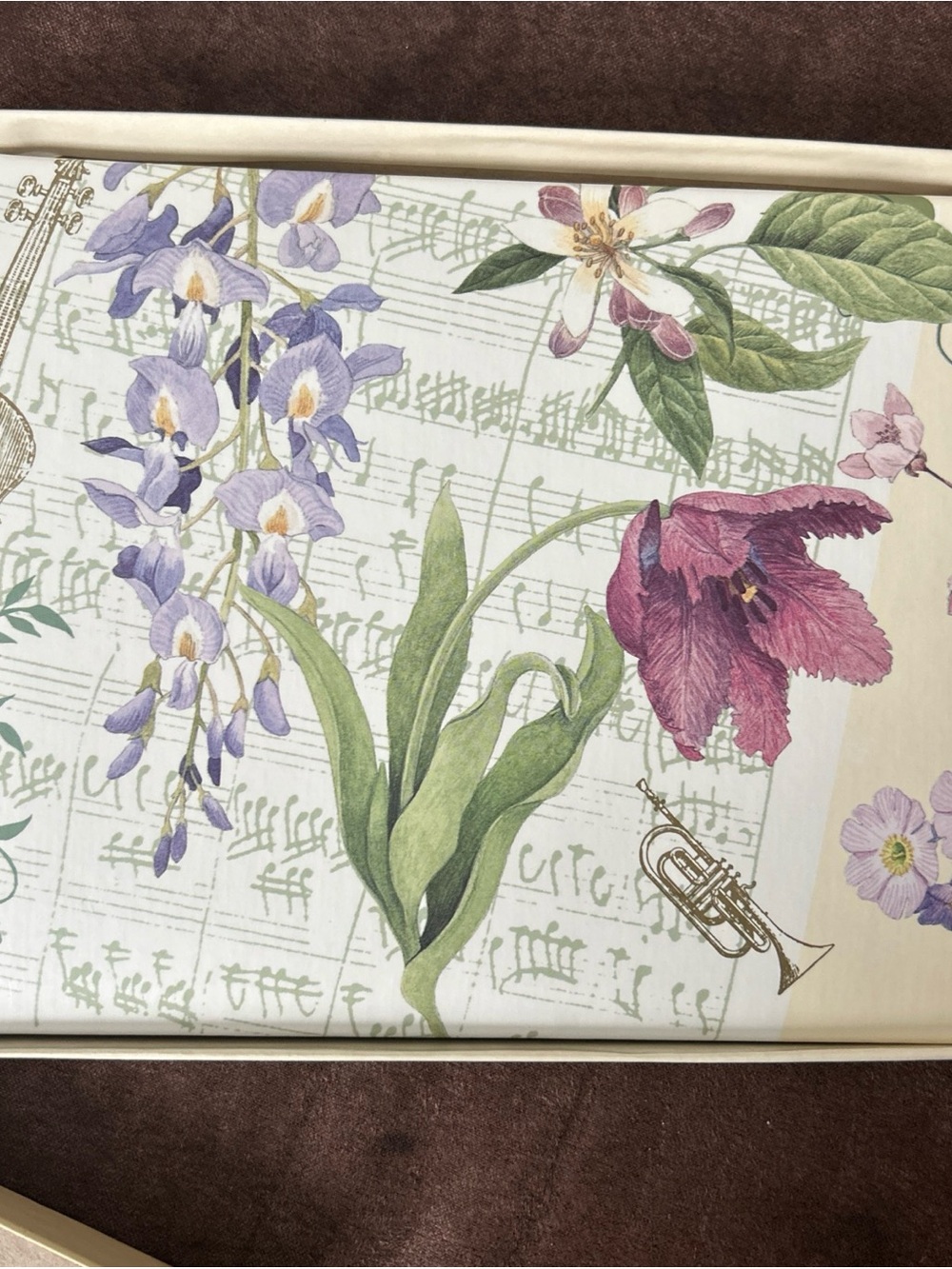 Floral Sheet Music Art Guest Book - Purple & Green